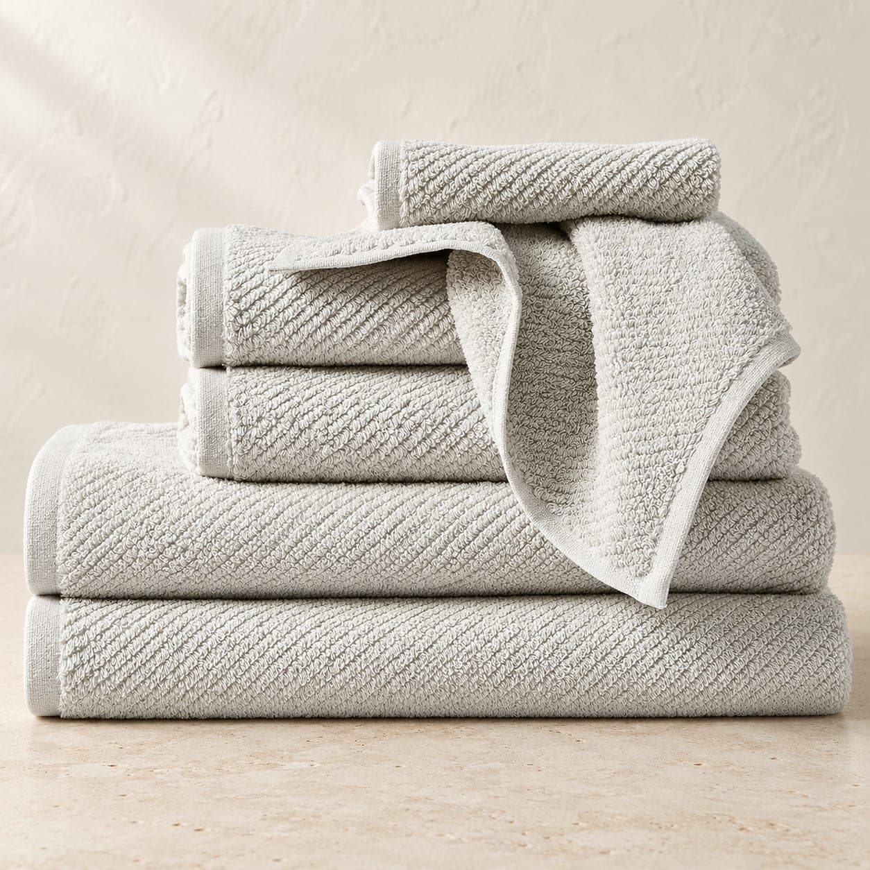 Air Weight Organic Towel Set 6-Piece Fog