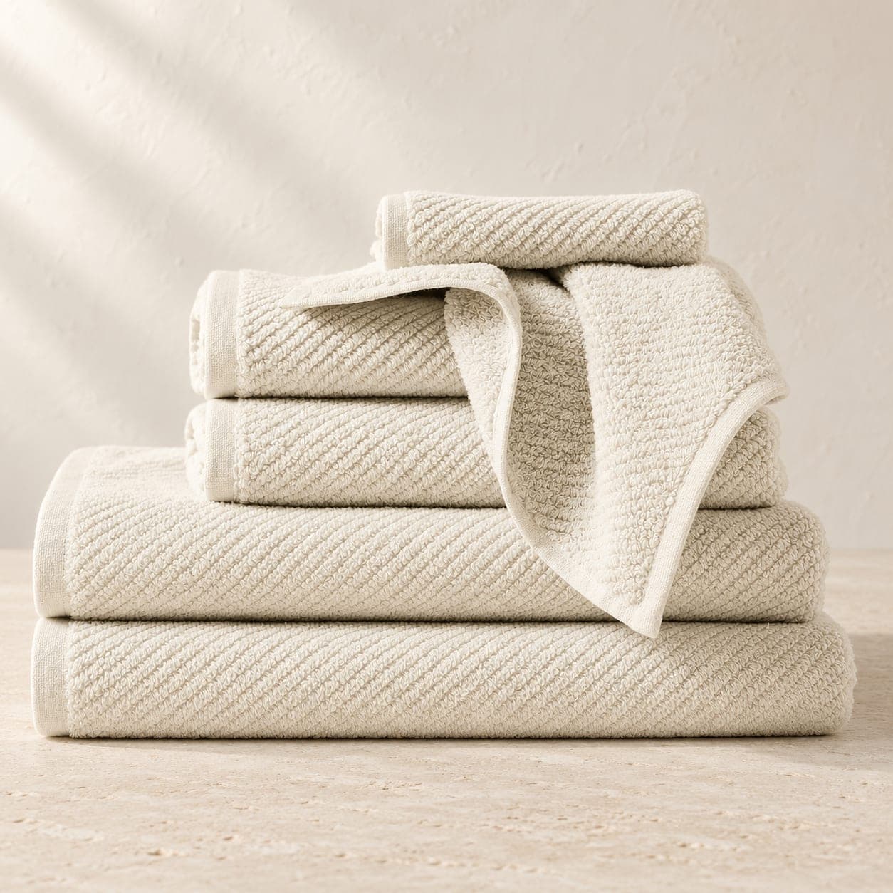 Air Weight Organic Towel Set 6-Piece Undyed