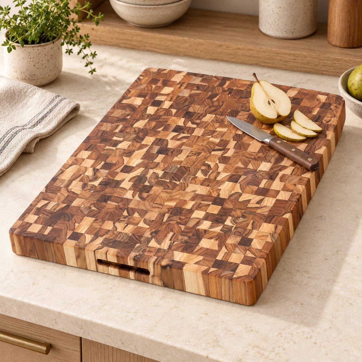 End Grain Teak Butcher Block, view 2