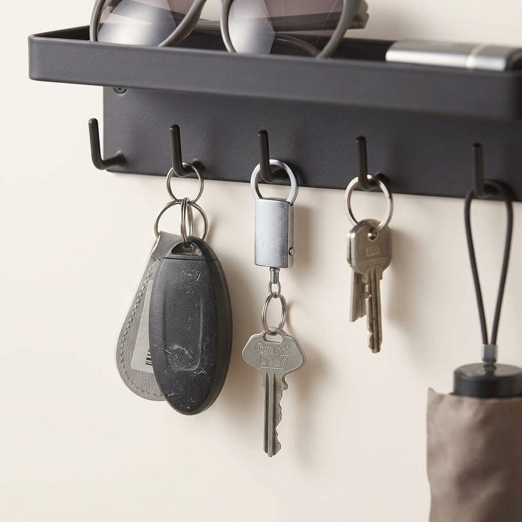Magnetic Key Rack with Tray Black
