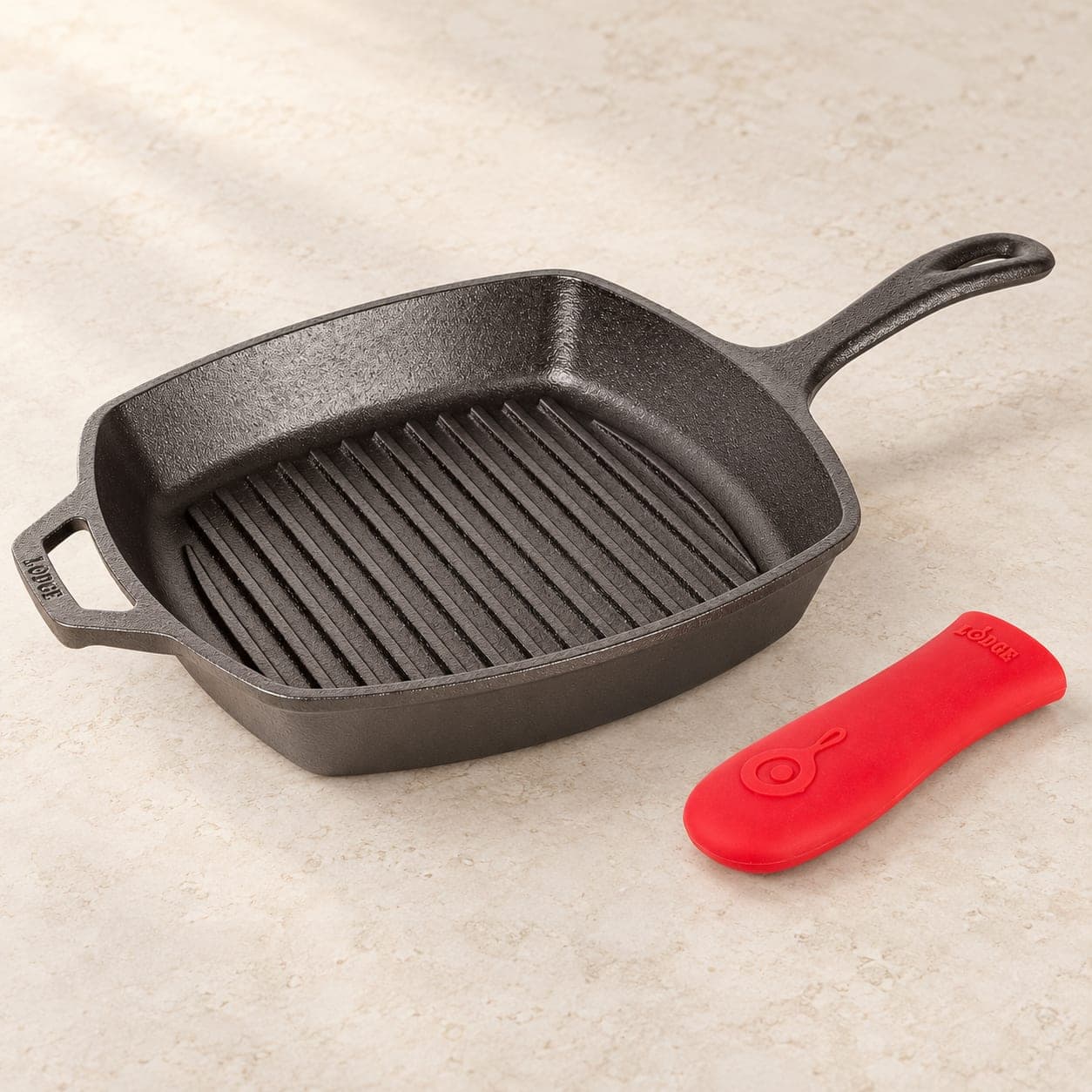 Square Cast Iron Grill Pan, 10.5-Inch