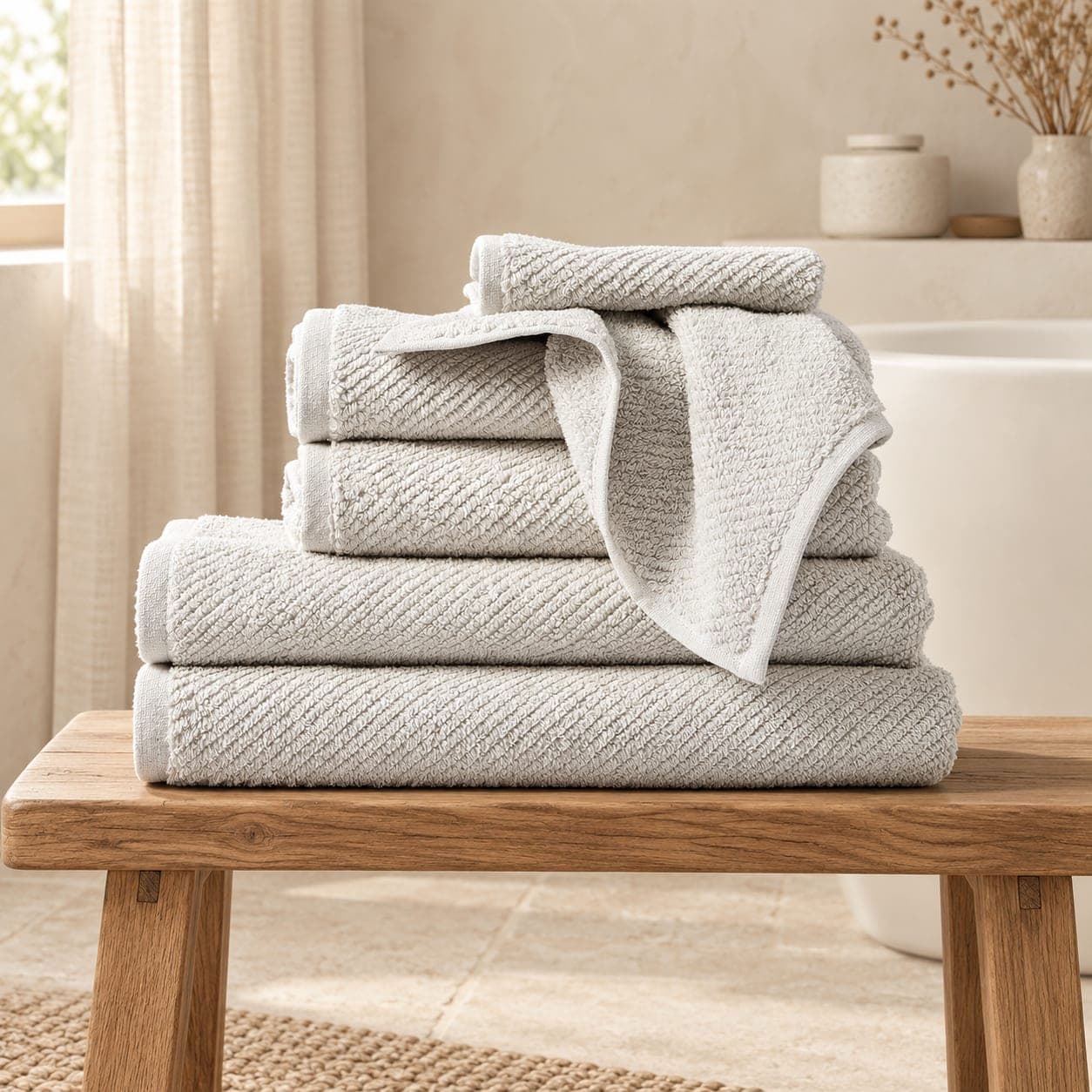 Air Weight Organic Towel Set 6-Piece Fog, view 2