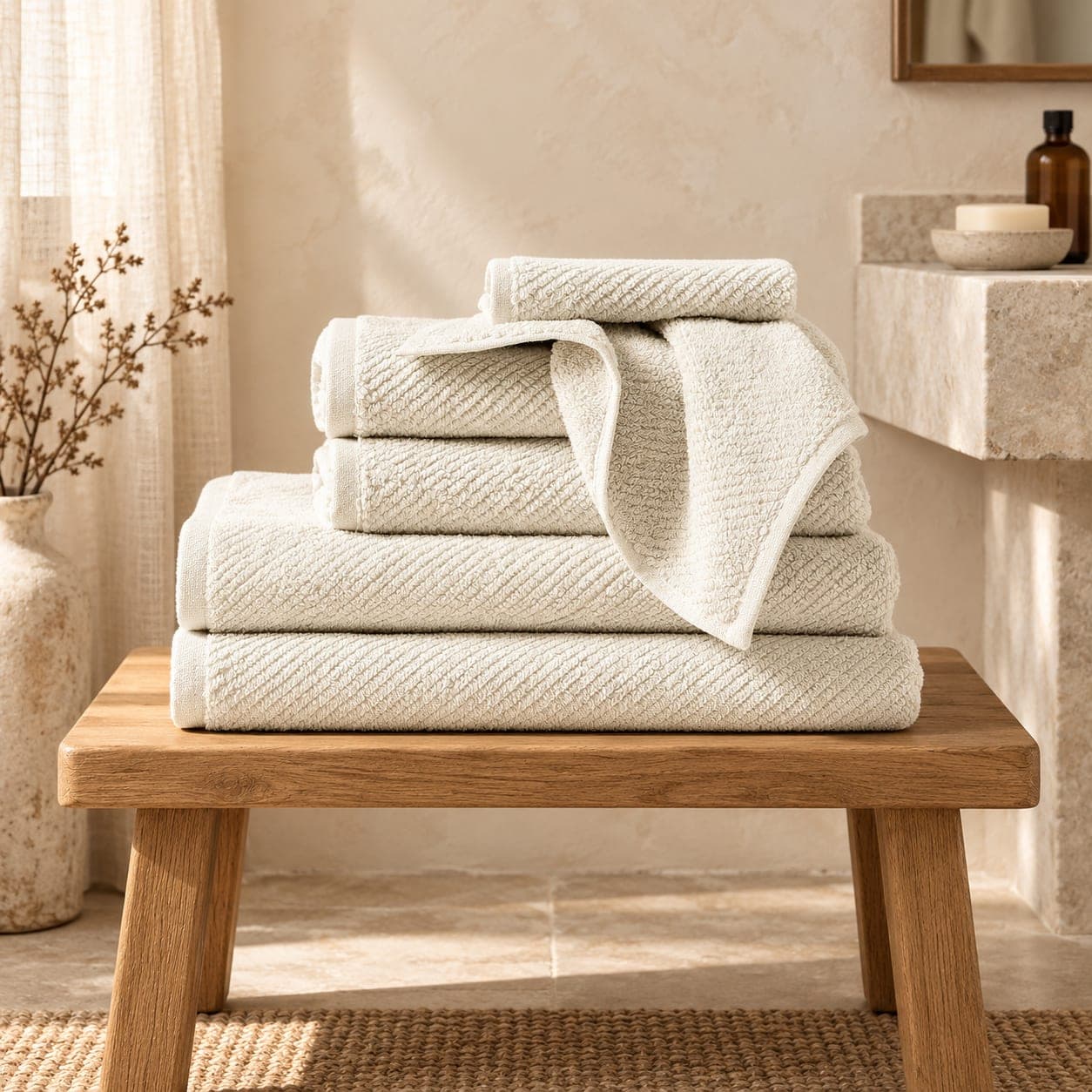 Air Weight Organic Towel Set 6-Piece Undyed, view 2