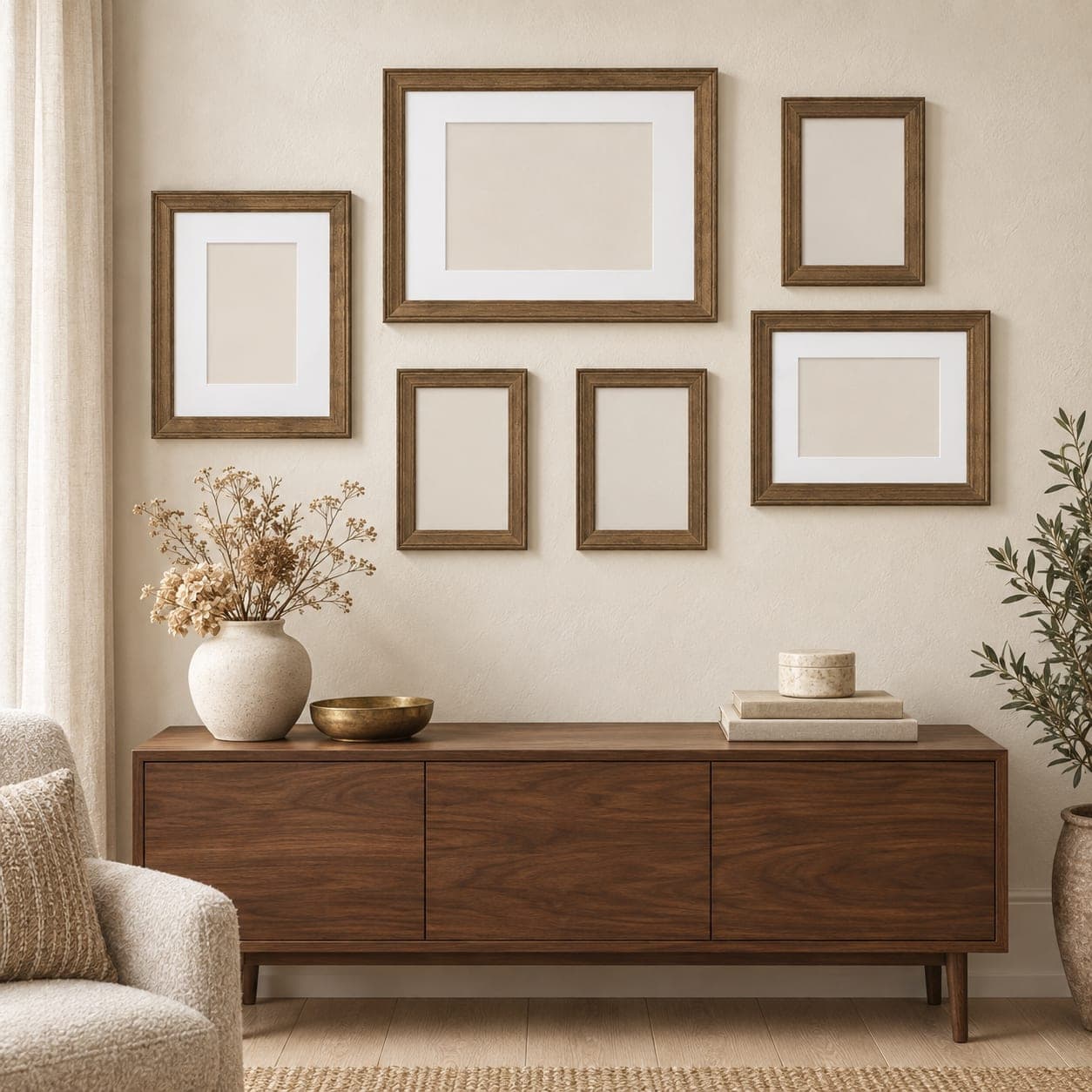 Bordeaux Gallery Frame Kit Set of 6 Natural Rustic Brown, view 2