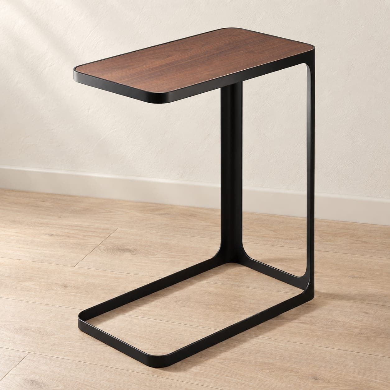 C-Shaped Slim End Table Black