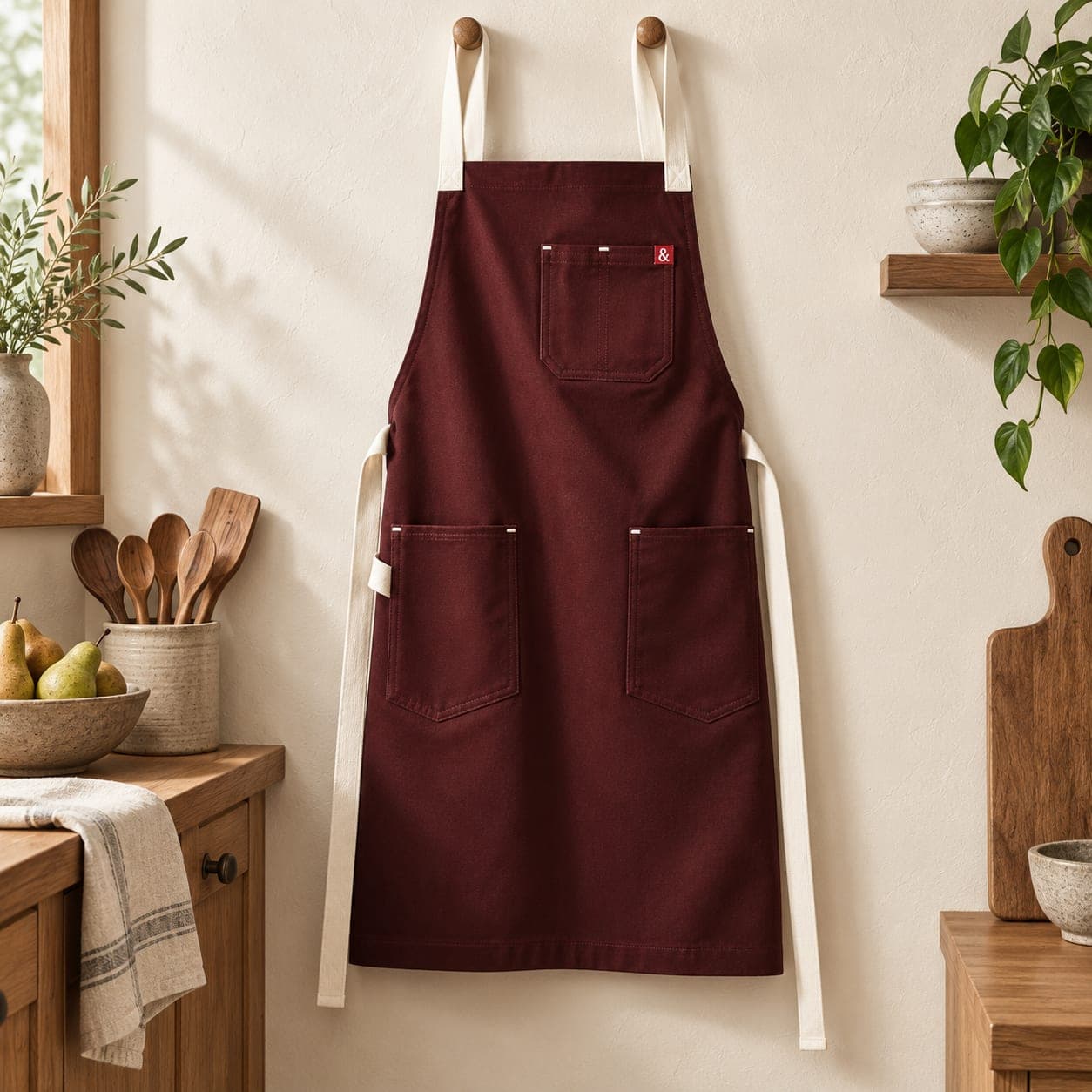 Crossback Chef Apron House Red, view 2