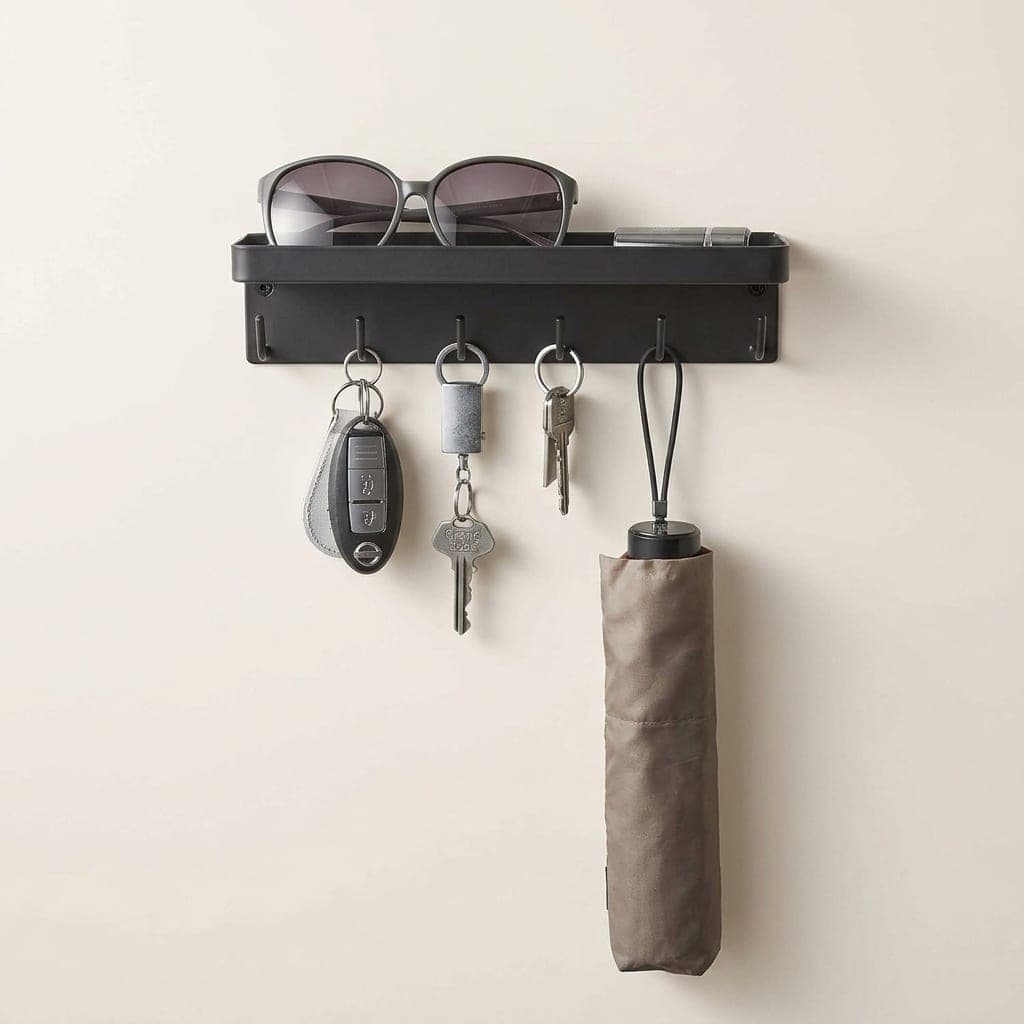 Magnetic Key Rack with Tray Black, view 2