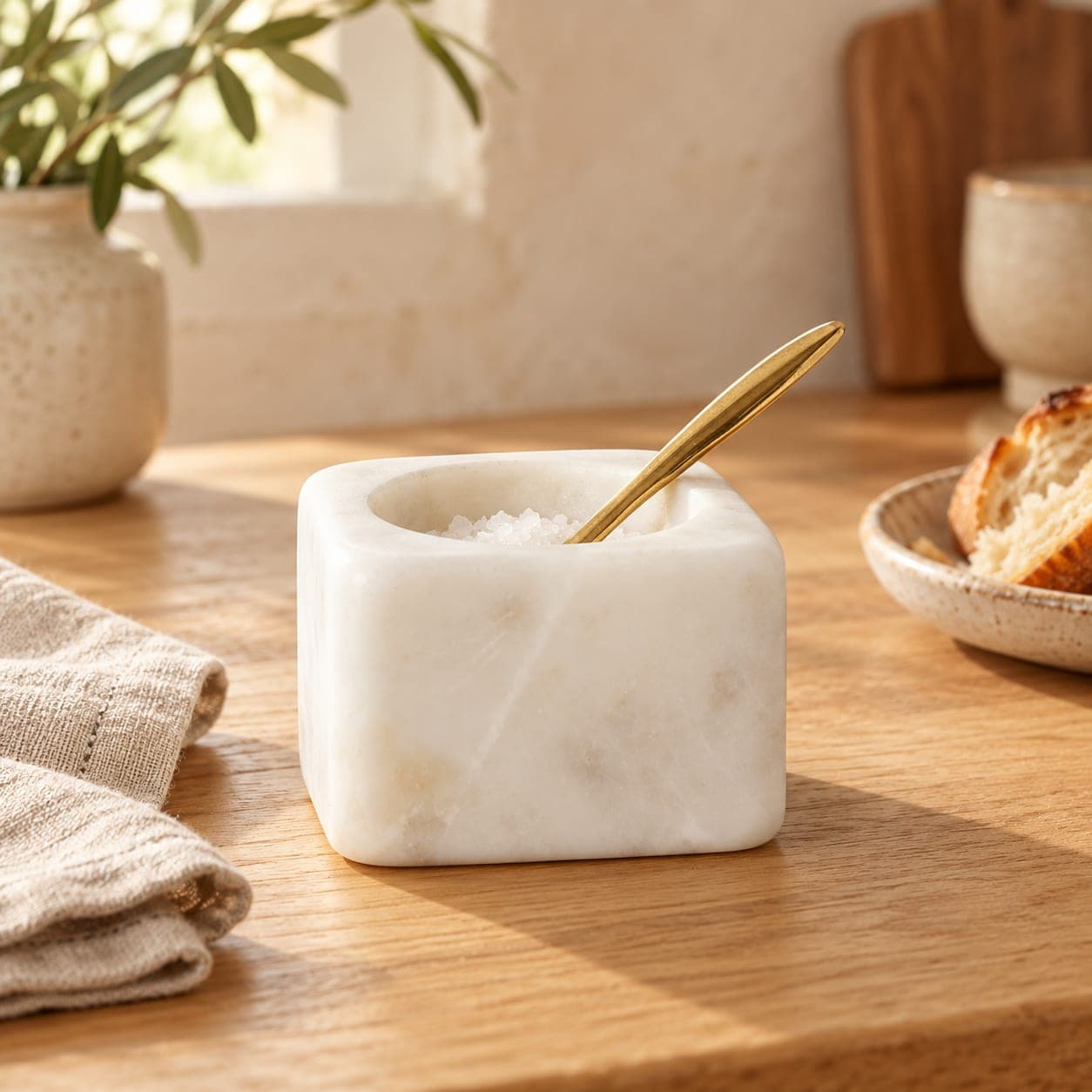 Marble Serving Bowls with Brass Spoons, view 2
