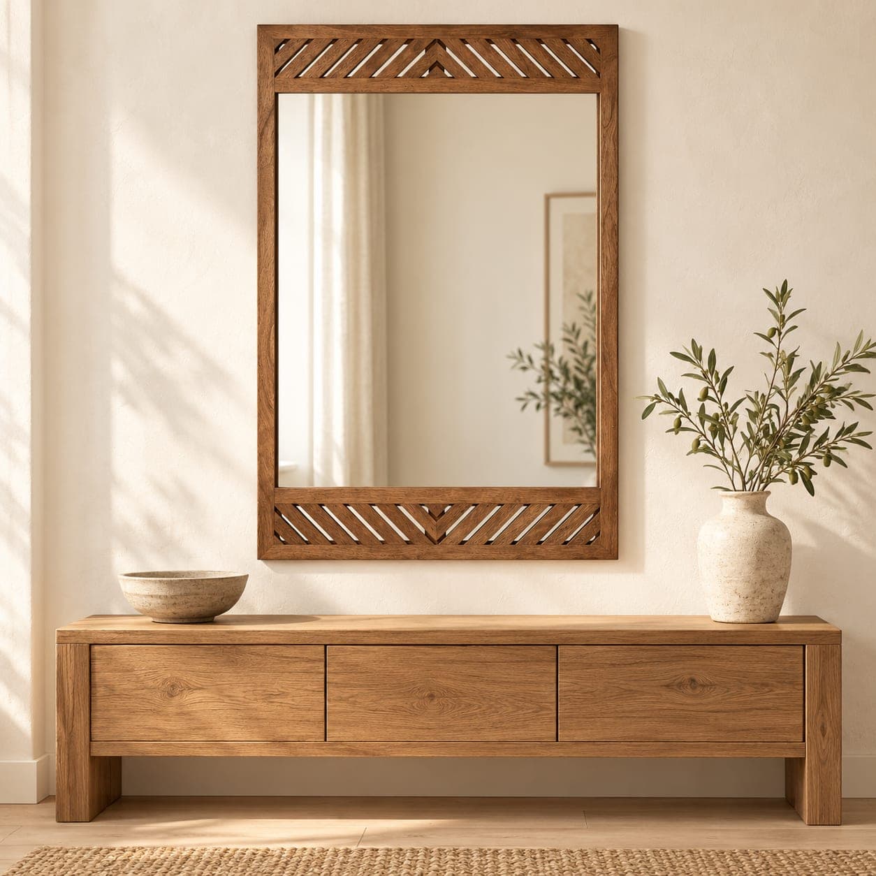 Mezzeta Wood Chevron Mirror, 24 × 36, view 2