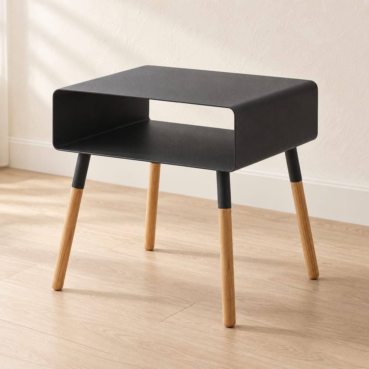 Plain Side Table with Shelf 14in