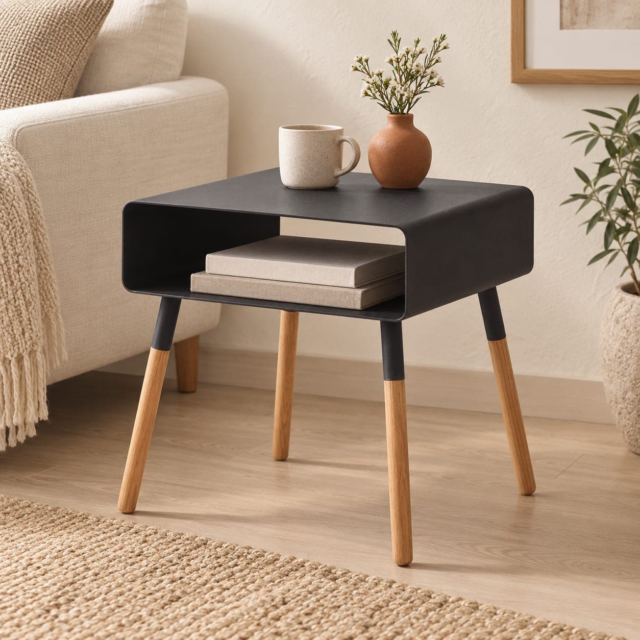 Plain Side Table with Shelf 14in, view 2
