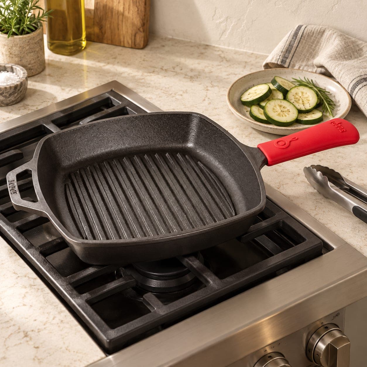 Square Cast Iron Grill Pan, 10.5-Inch, view 2