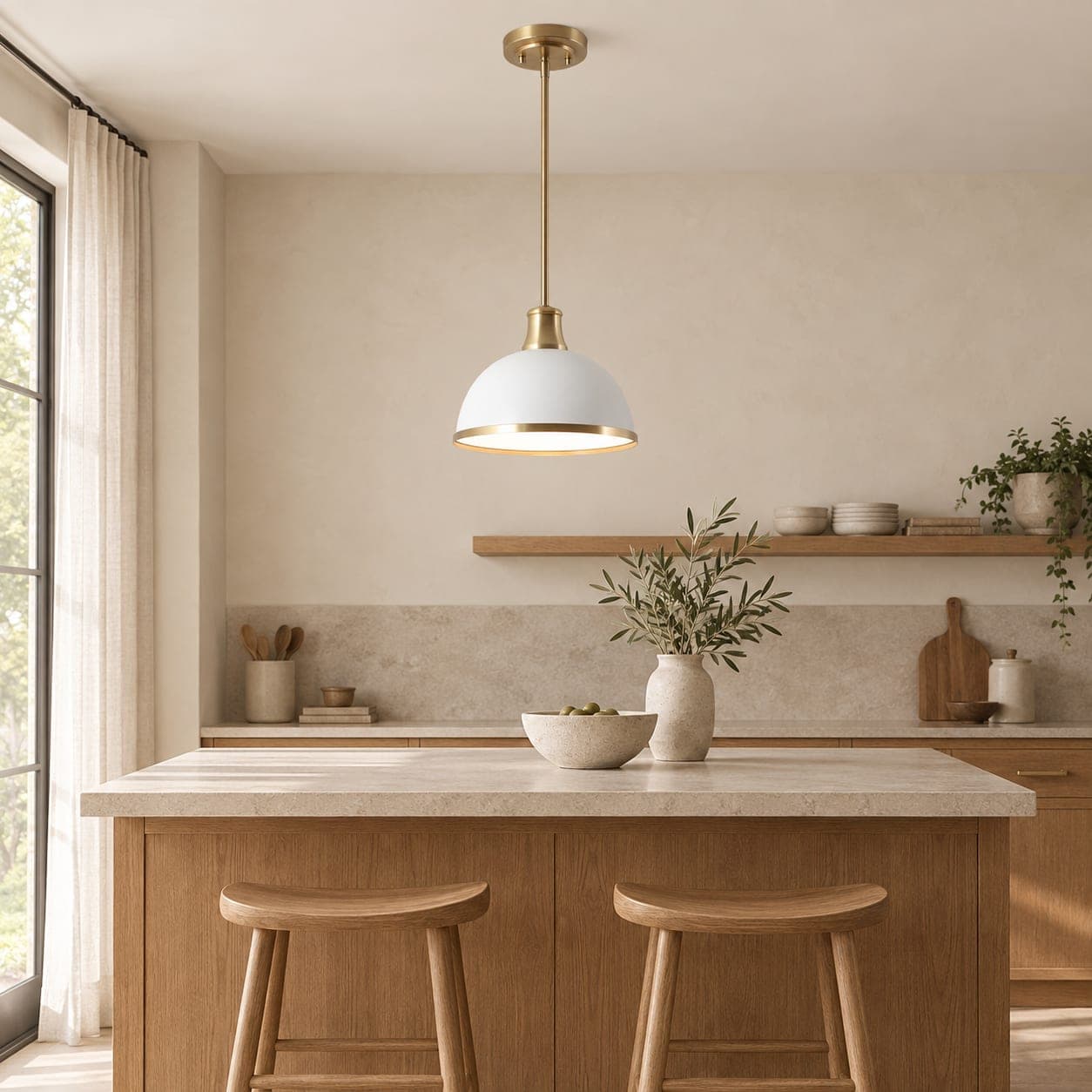 Tapered Shade Pendant Matte Brass, view 2