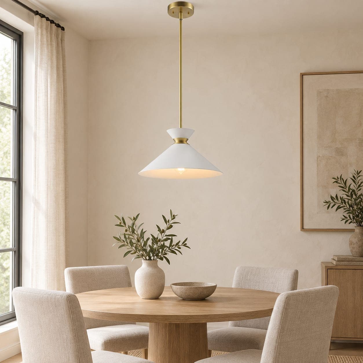 Vivienne Frosted Glass Pendant Brass, view 2